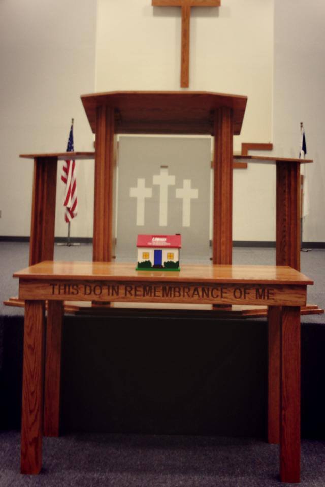 church pulpit and table