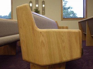 2001, a stylish, contemporary pew end