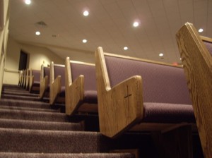 church pews at St. Luke's