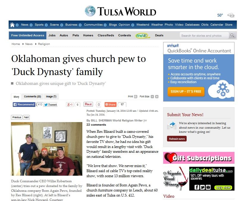 Born Again Pews in the News