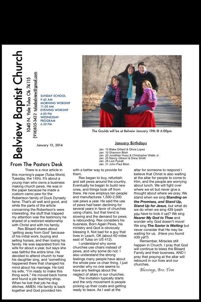 Letter from Belview Baptist