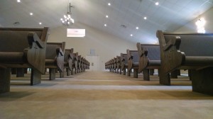 Cantilevered church pews