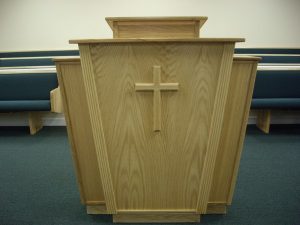 church pulpit with cross