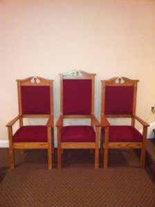 church chairs with curved tops