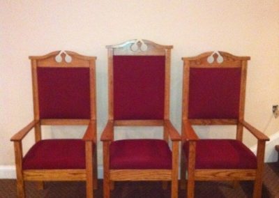 church chairs with curved tops